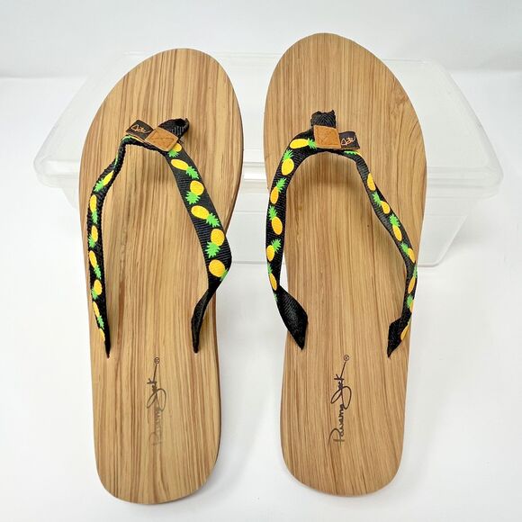 Panama Jack Men's Pineapple Flip Flops, Med 8-9 Lightweight Beach Vacation - Picture 1 of 4